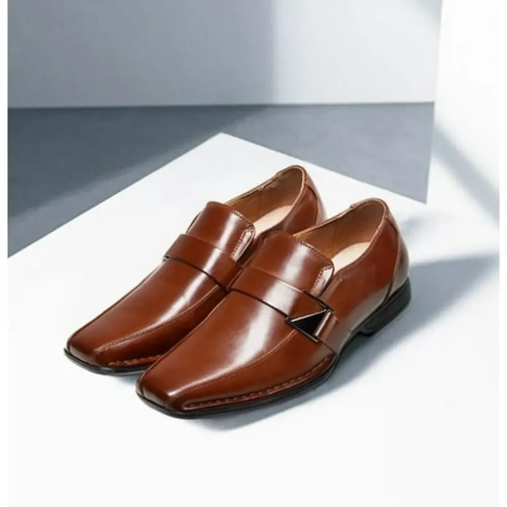 (84-4449)  Bruno Marc Men Oxfords Fashion Square Toe Shoes Slip On Loafer Sz 10.